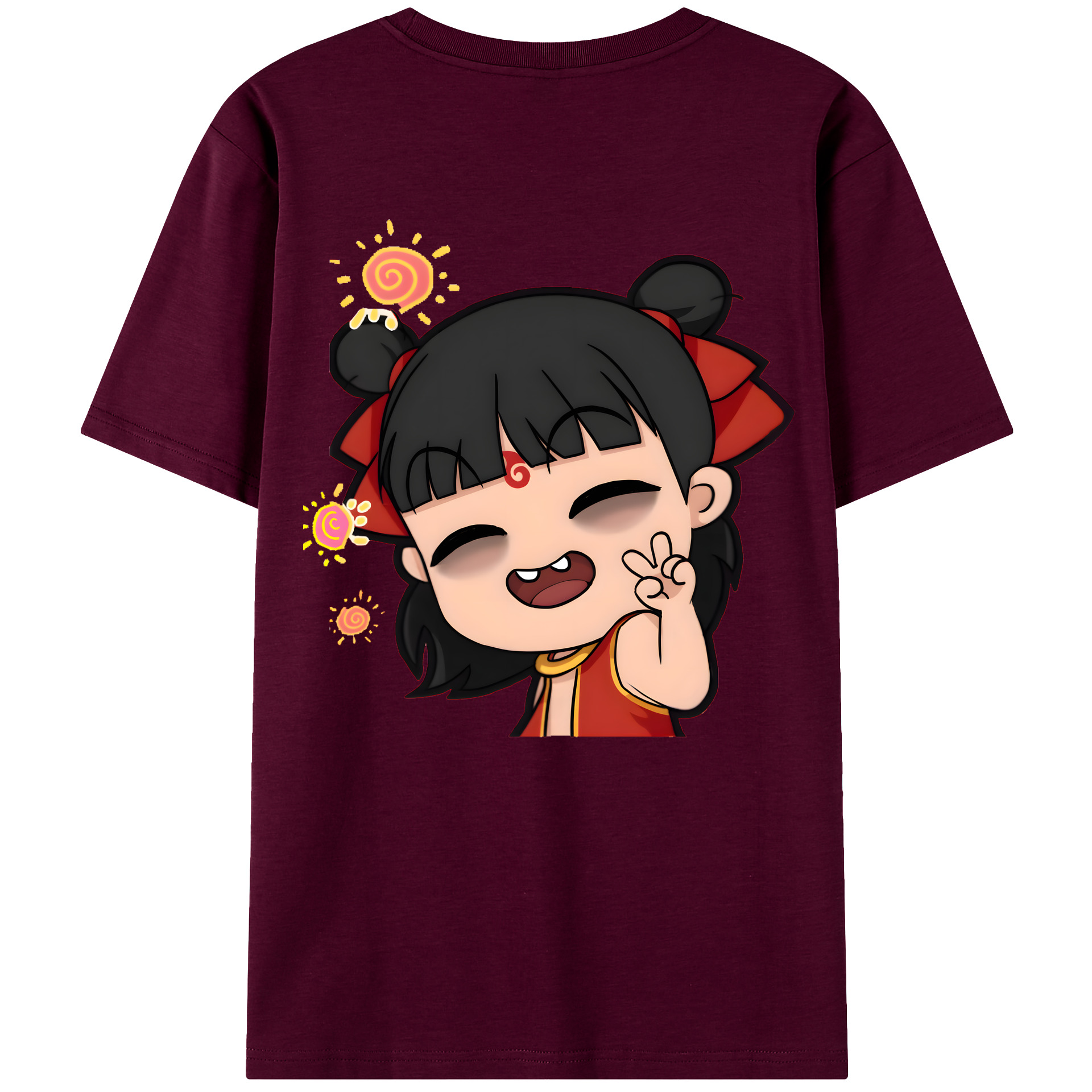 （画像用） Ne Zha 2 ナタ 魔童の大暴れ レディース半袖Tシャツ(バックプリント)
